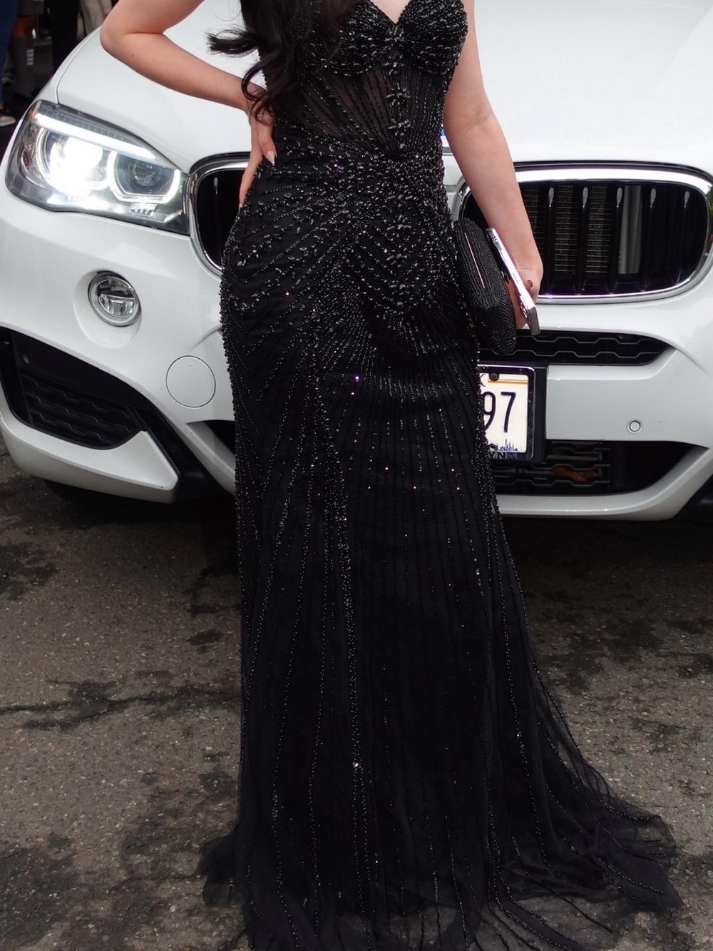 Elegant Black Beaded Evening Gown - Women's Formal Dress